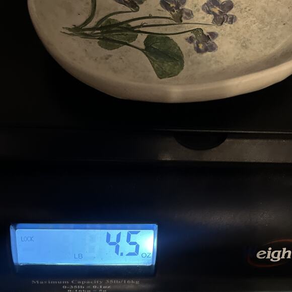 Vintage Salt Marsh Pottery Violets Trinket Dish Bowl Wall Hanging 4x5.5” Oval - Picture 12 of 12